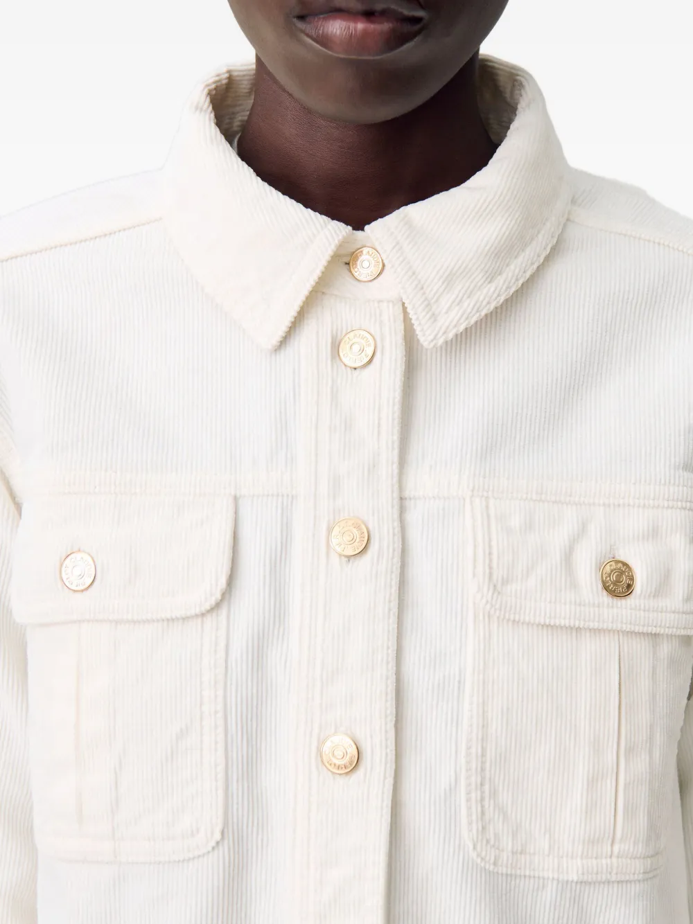 Claudie Pierlot Ribfluwelen blouse Beige