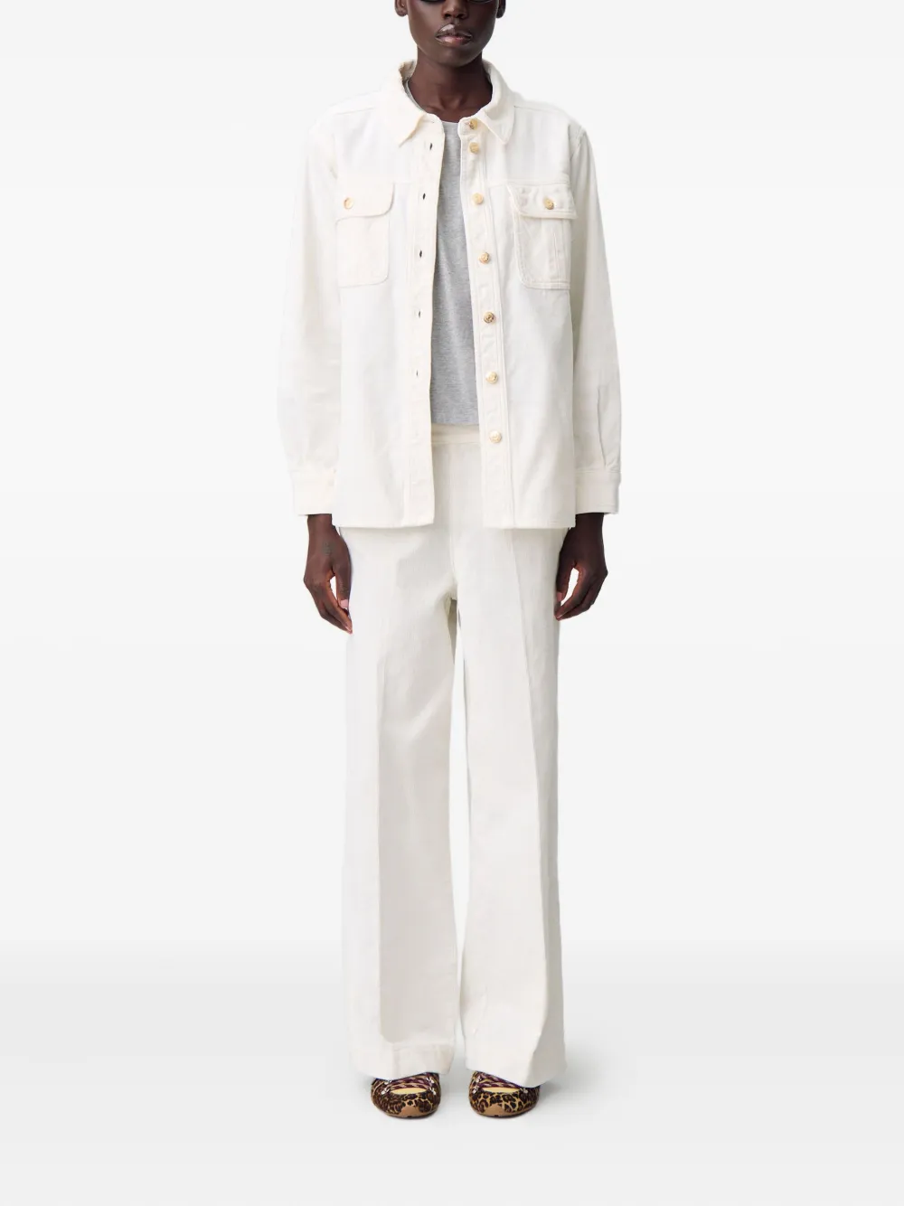 Claudie Pierlot Ribfluwelen blouse - Beige