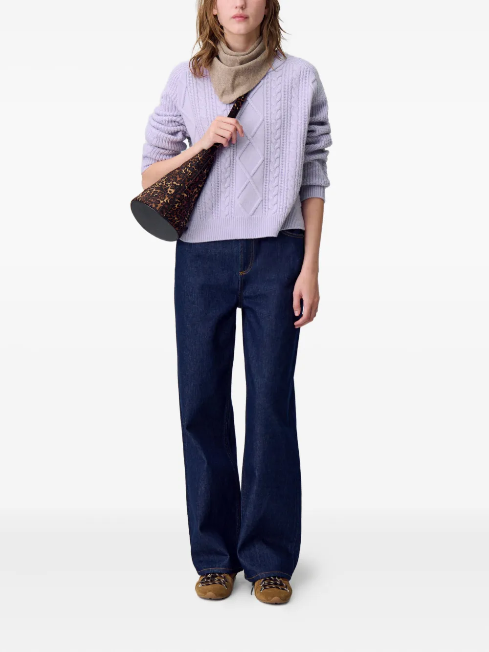 Claudie Pierlot Kabelgebreide trui Paars