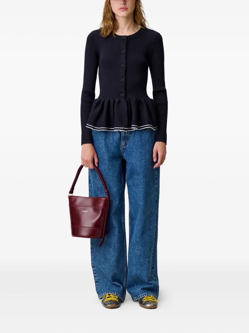 Claudie Pierlot Ribgebreid peplum vest Blauw