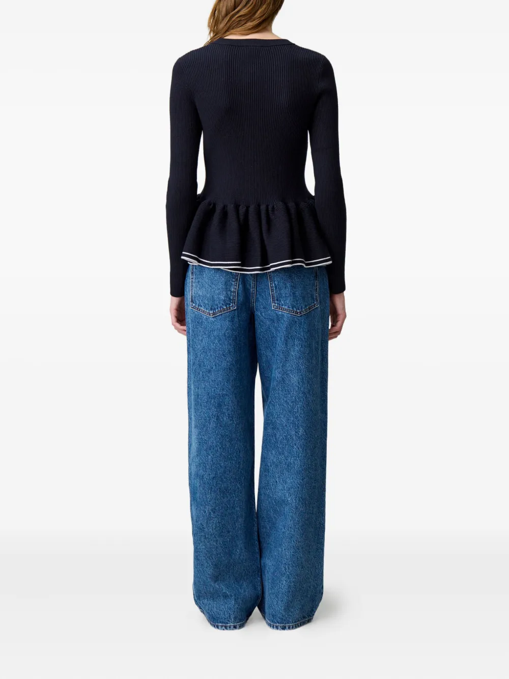 Claudie Pierlot Ribgebreid peplum vest Blauw