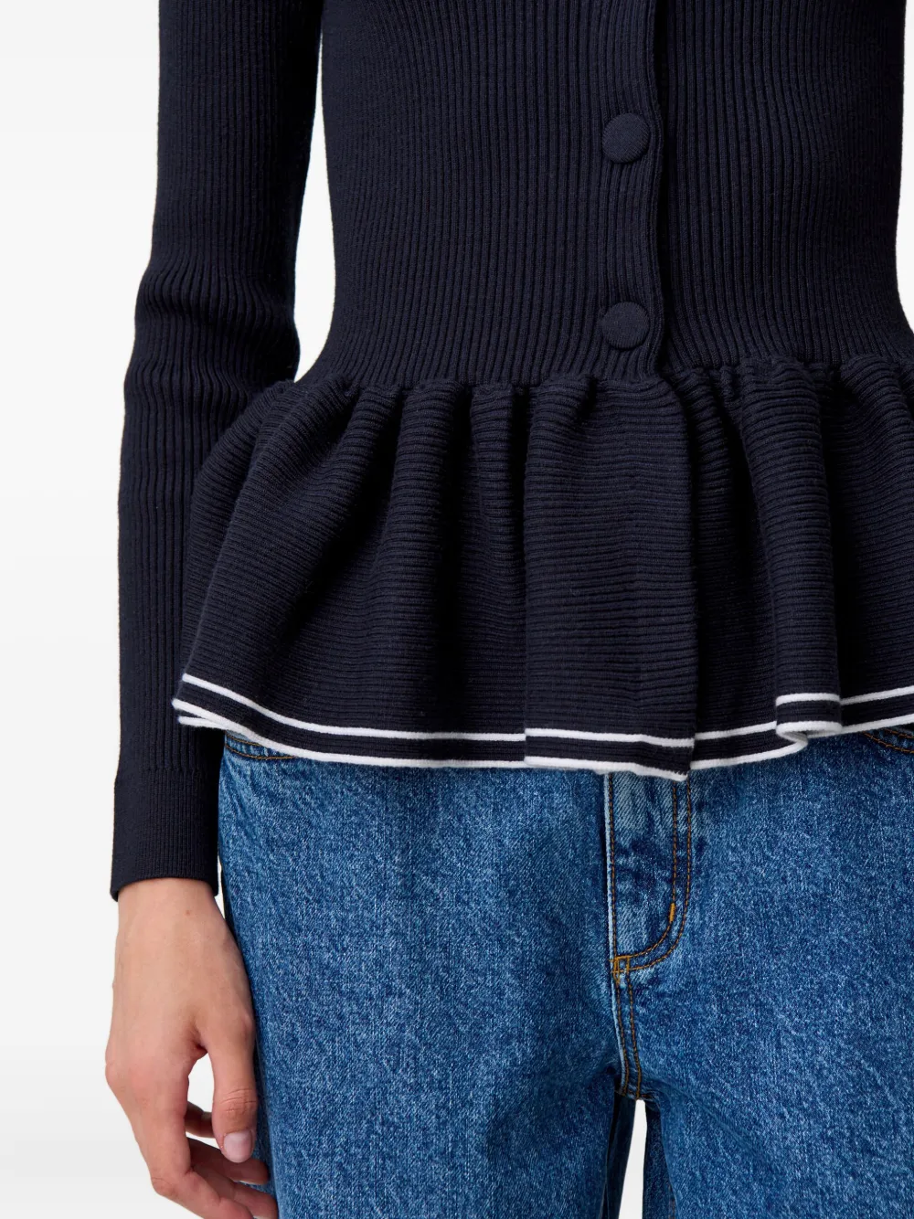 Claudie Pierlot Ribgebreid peplum vest Blauw