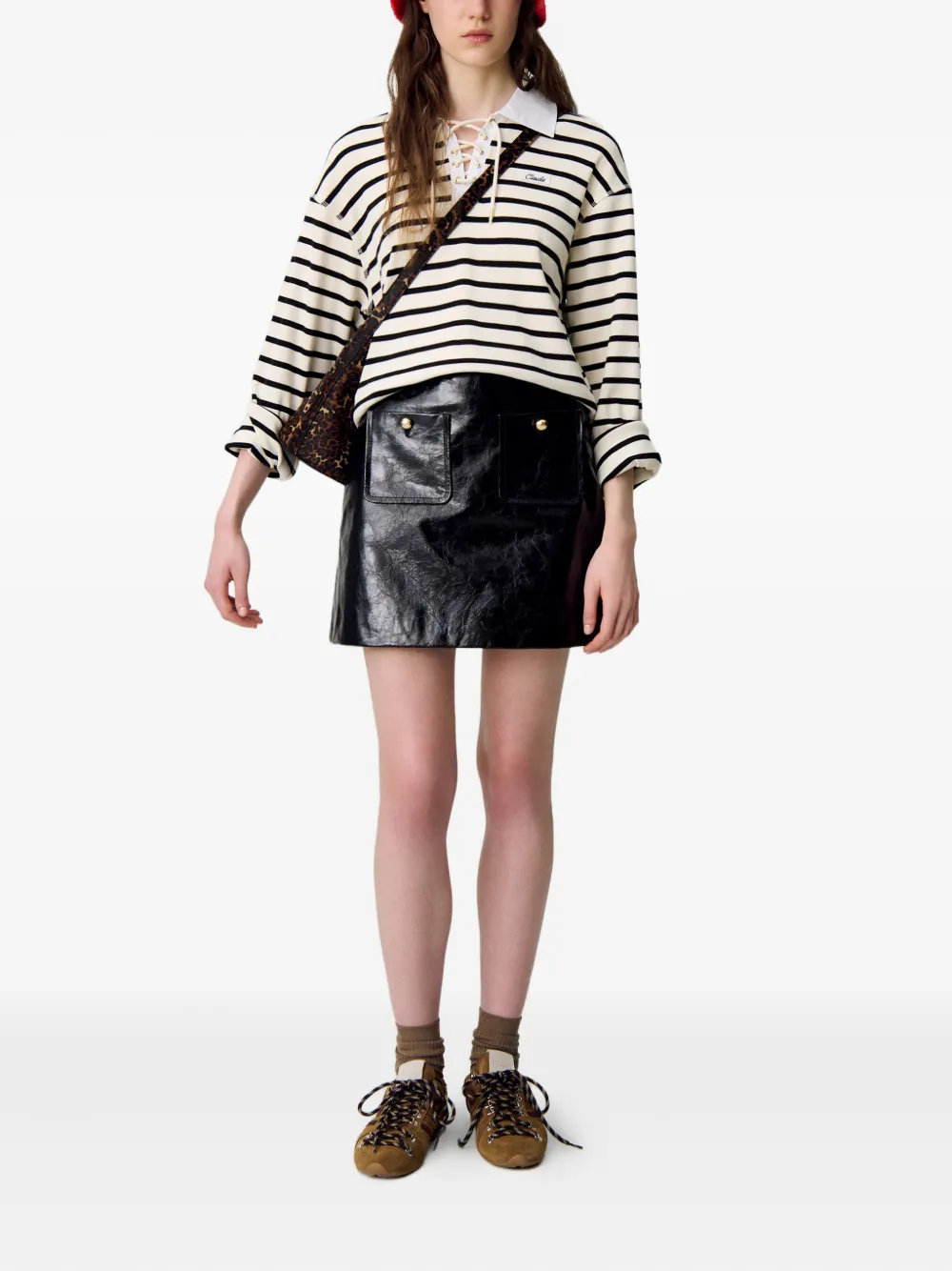Claudie Pierlot Leren rok met zakdetail - Zwart