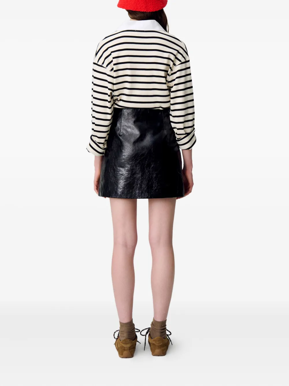 Claudie Pierlot Leren rok met zakdetail Zwart