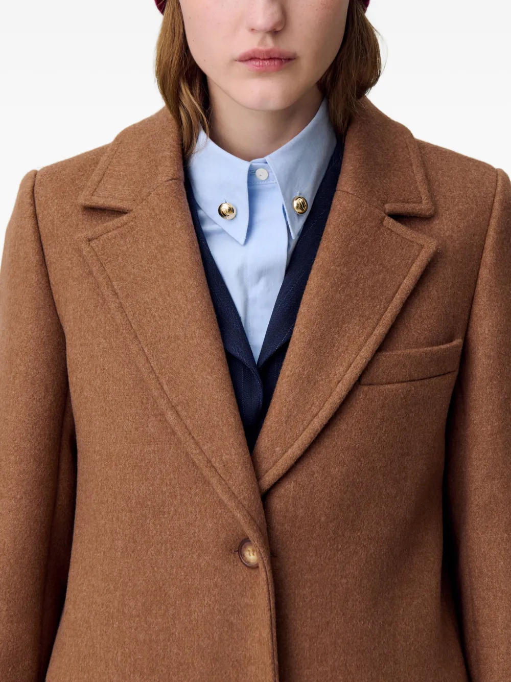 Claudie Pierlot Jas met enkele rij knopen Beige