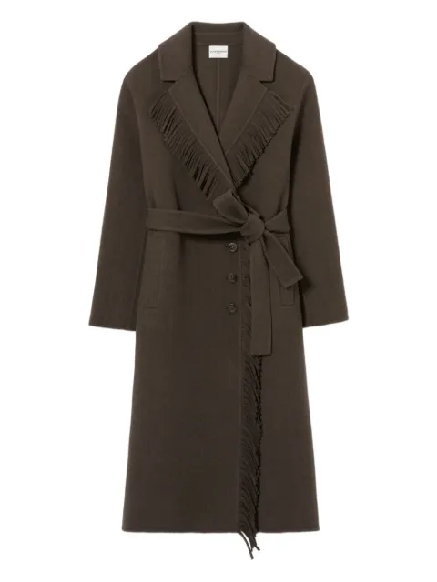 Claudie Pierlot fringe-trimmed belted coat