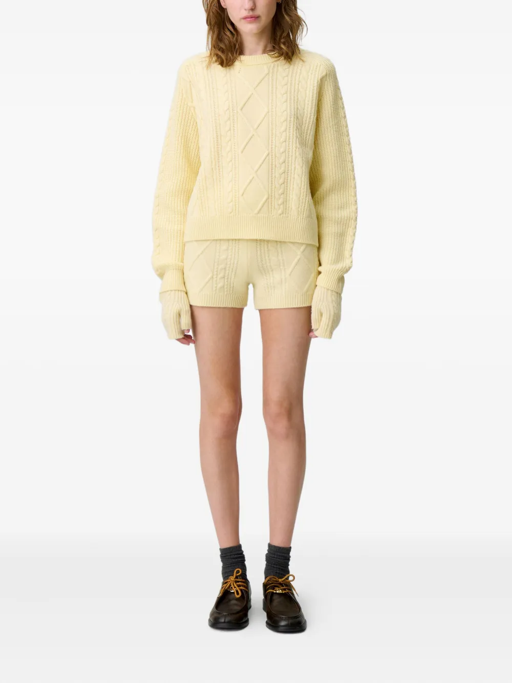Claudie Pierlot Kabelgebreide trui Geel
