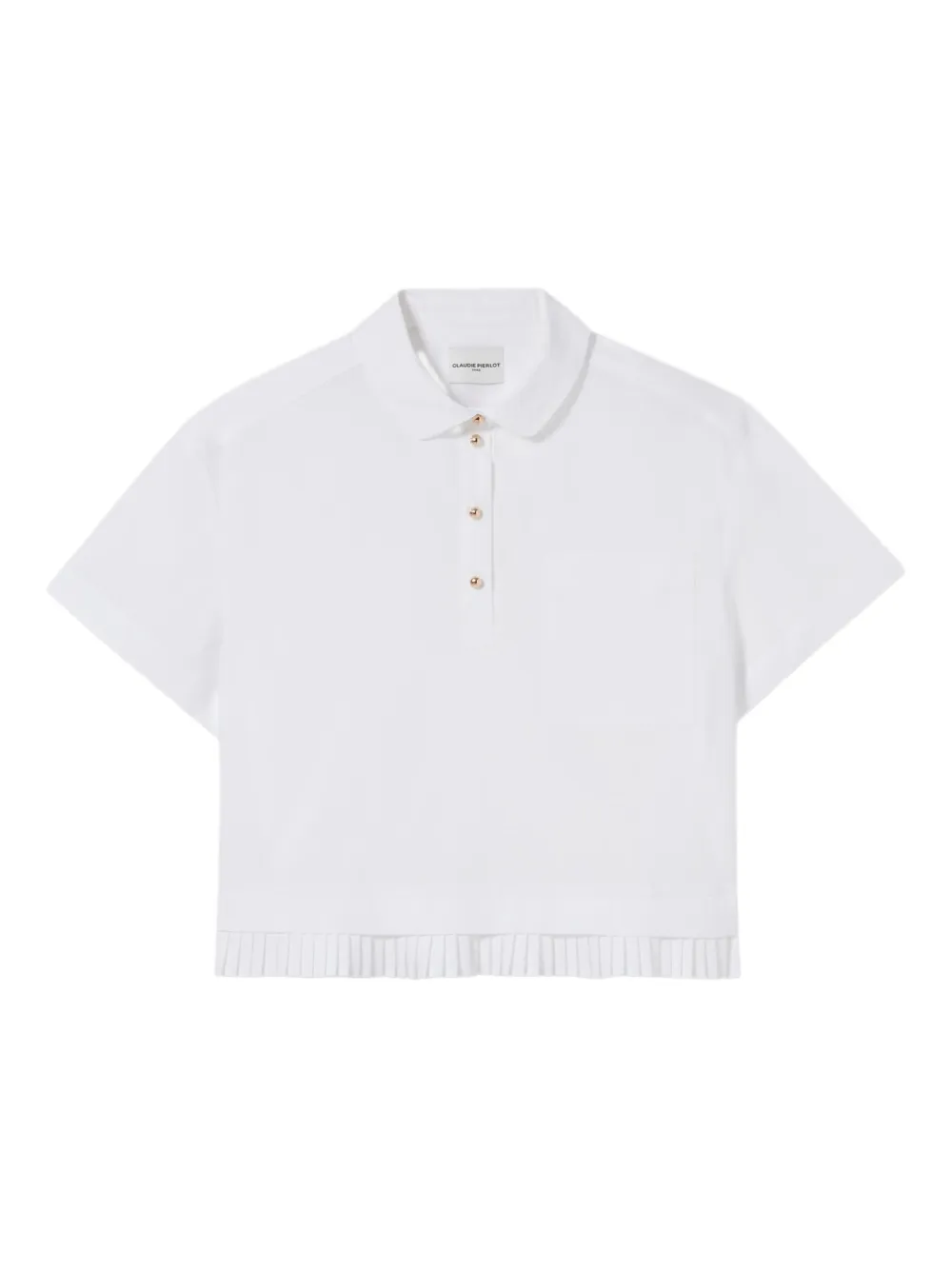 Claudie Pierlot ruffled-hem cropped polo shirt | White | Image 1