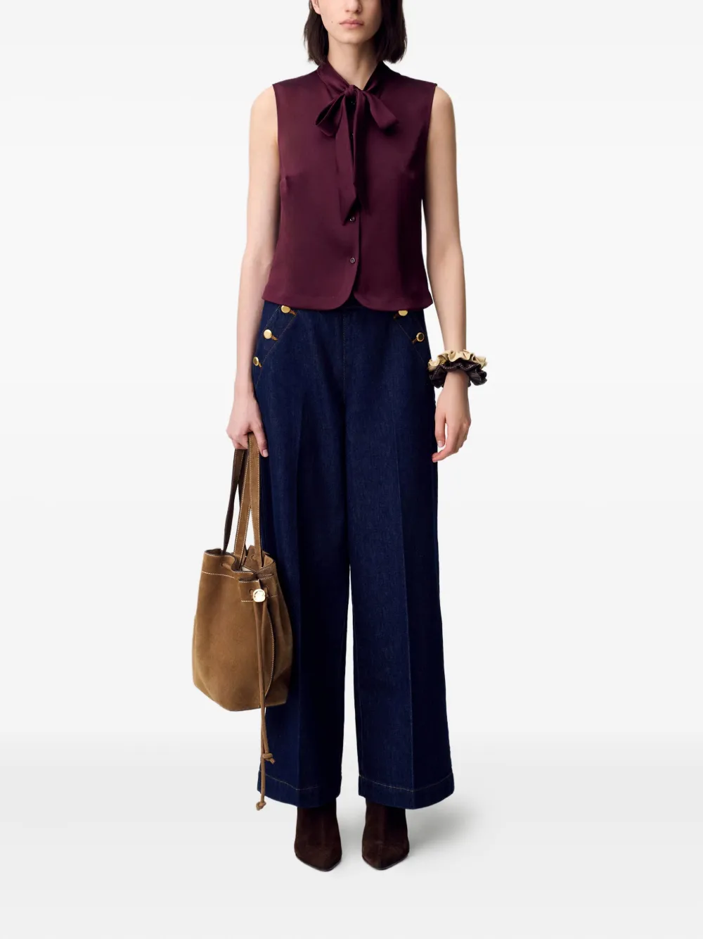 Claudie Pierlot Mouwloze top met strikhals - Rood