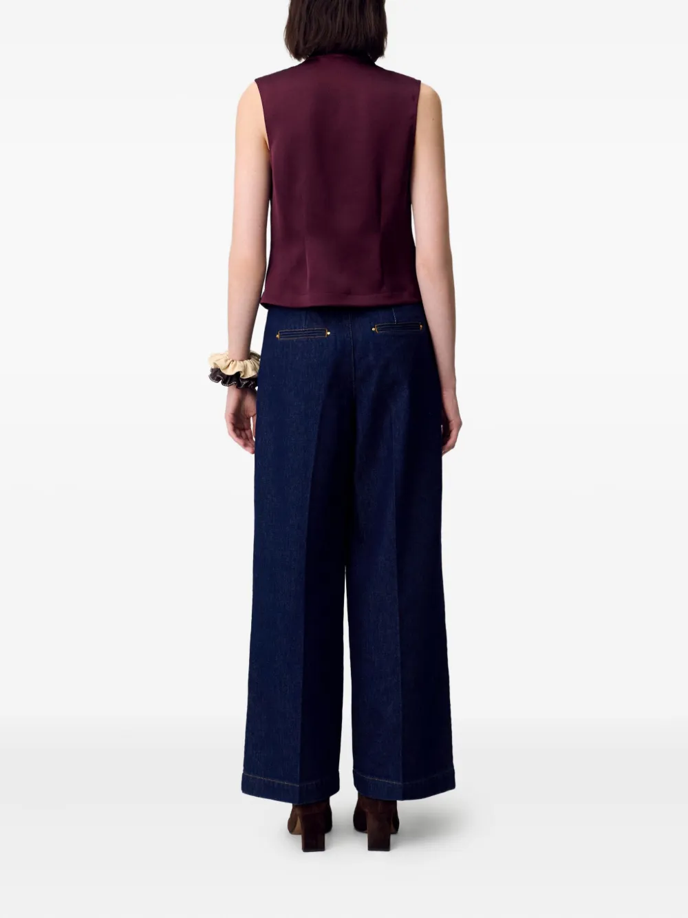 Claudie Pierlot Mouwloze top met strikhals Rood