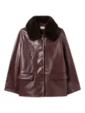 Claudie Pierlot lambskin shearling-collar leather coat - Purple