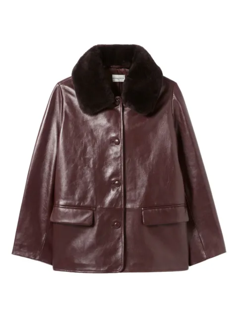 Claudie Pierlot lambskin shearling-collar leather coat