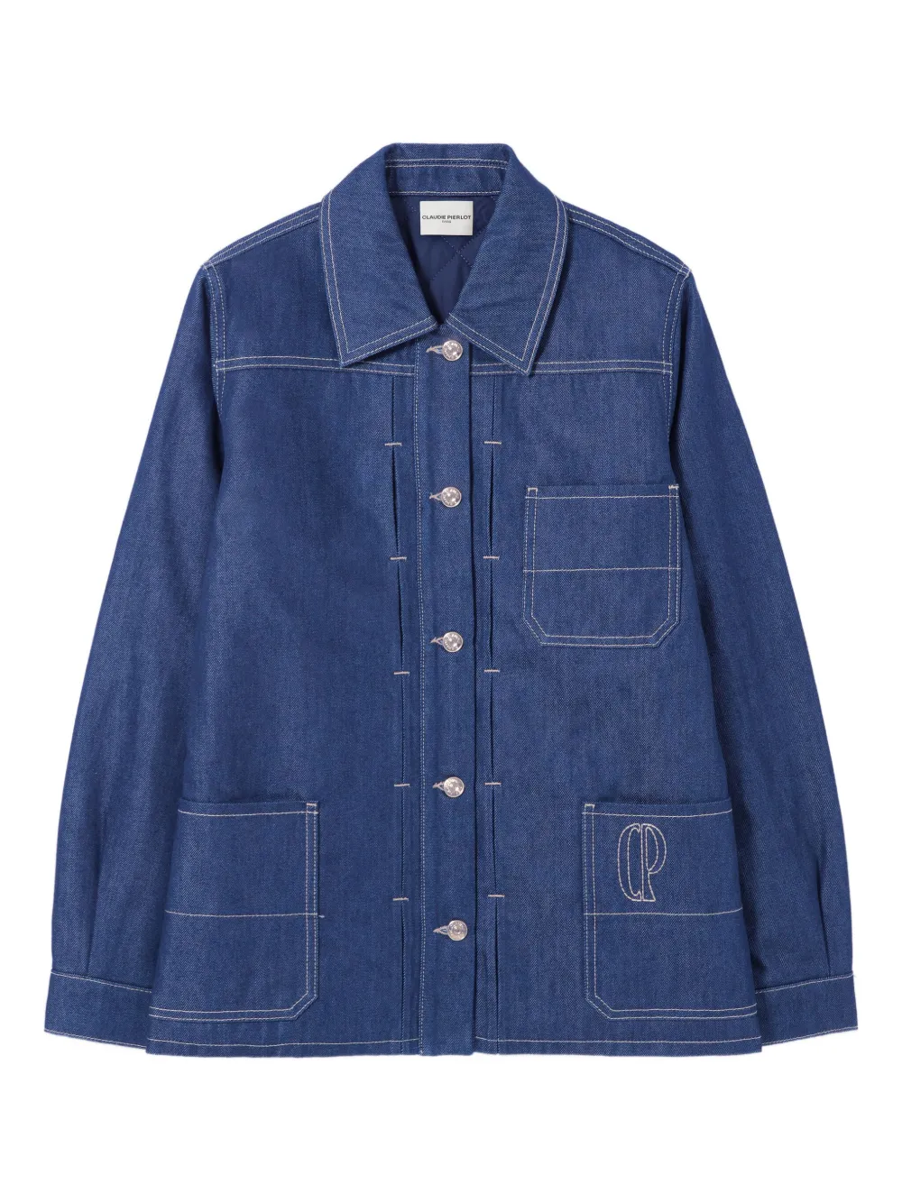 Claudie Pierlot embroidered-pocket denim jacket | Blue | Image 1