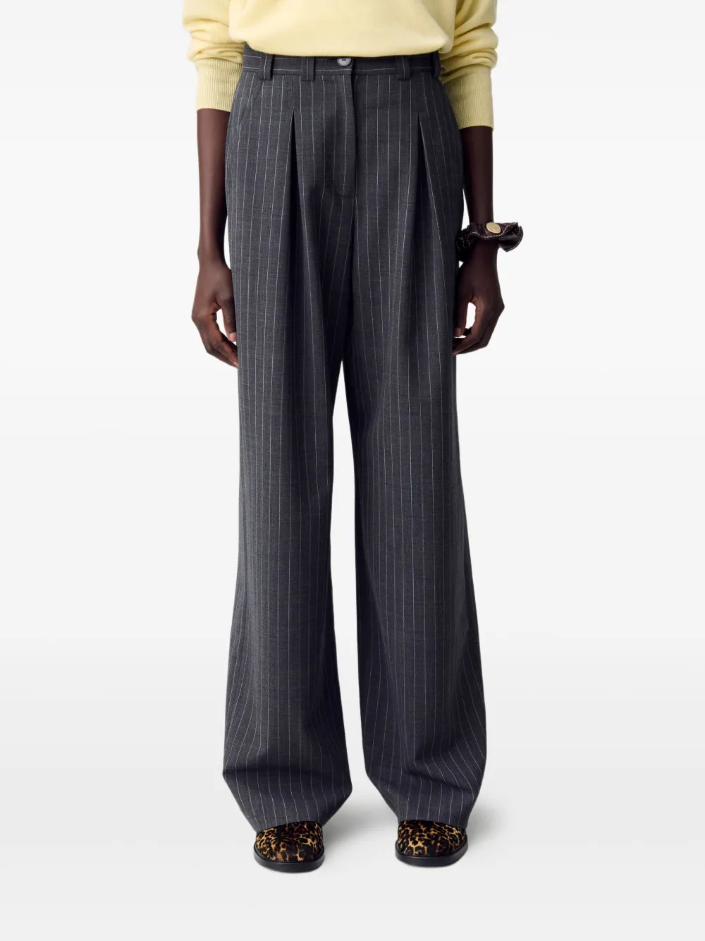 Claudie Pierlot Plooibroek met krijtstreep Grijs