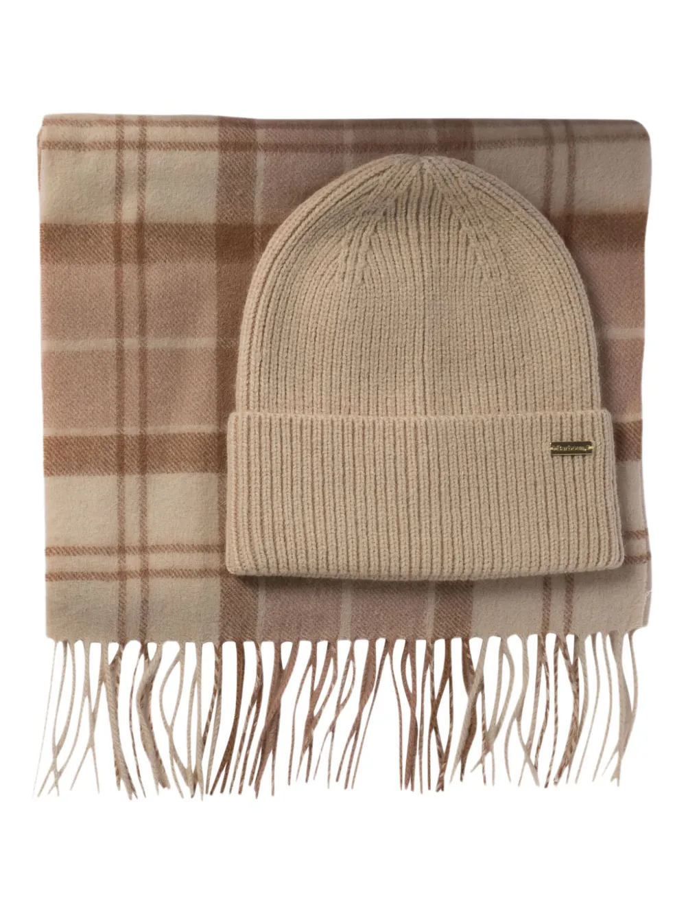 Barbour Checked-pattern Scarf Set (set Of Two) In Neutral