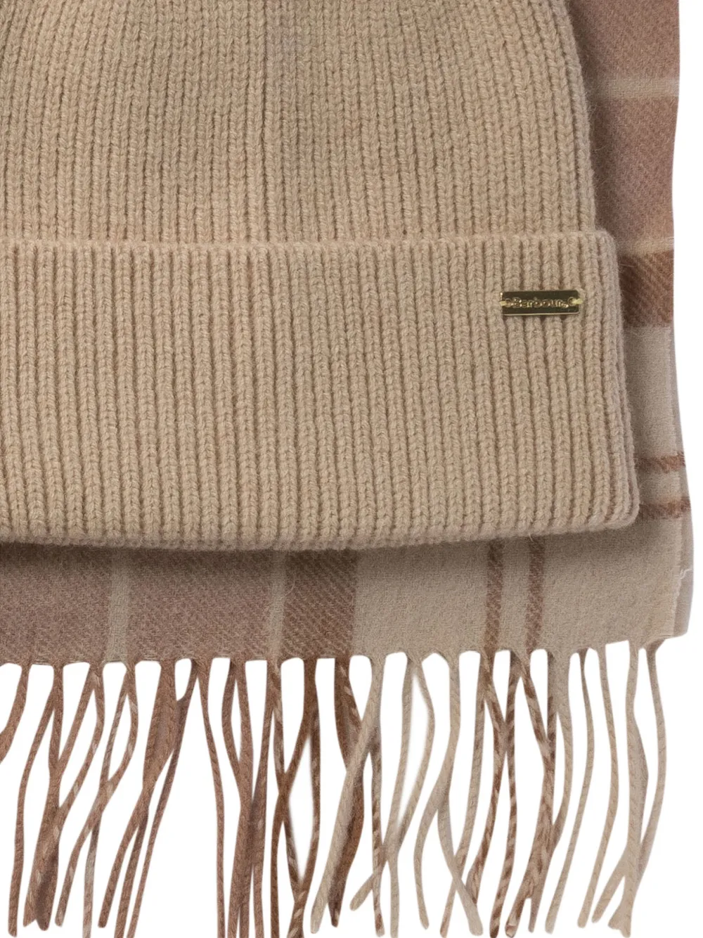 Barbour checked-pattern scarf set (set of two) - Beige