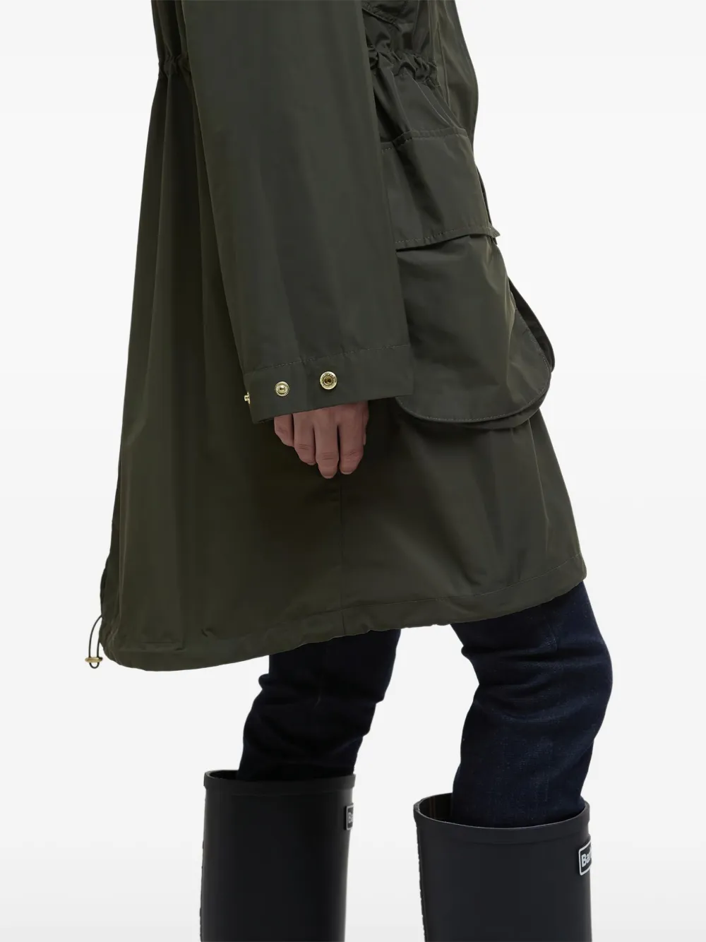 Barbour Parka met trekkoordtaille en capuchon Groen
