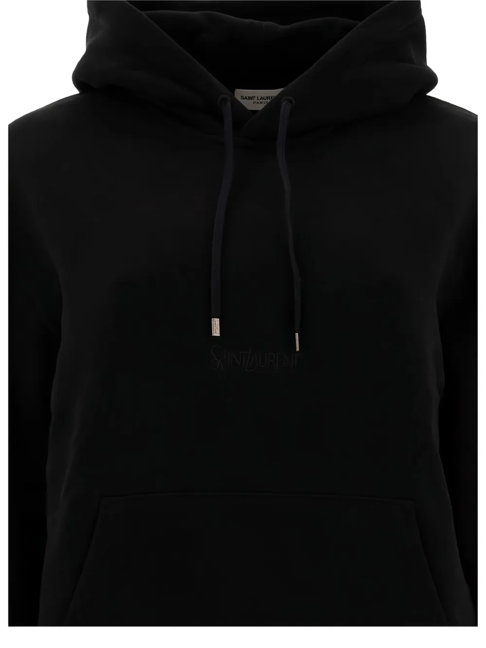 Saint Laurent logo-embroidered hoodie Zwart