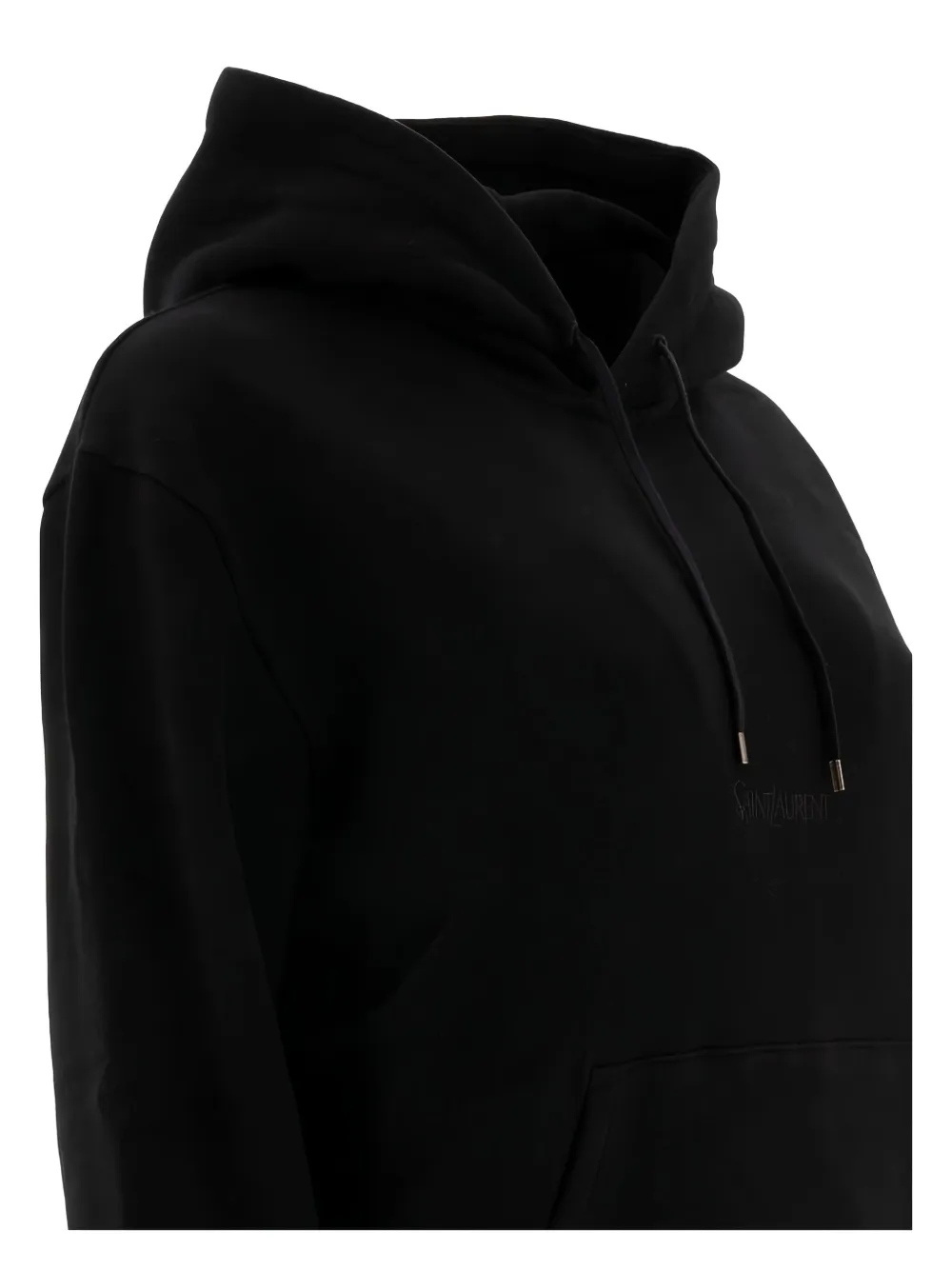 Saint Laurent logo-embroidered hoodie Zwart