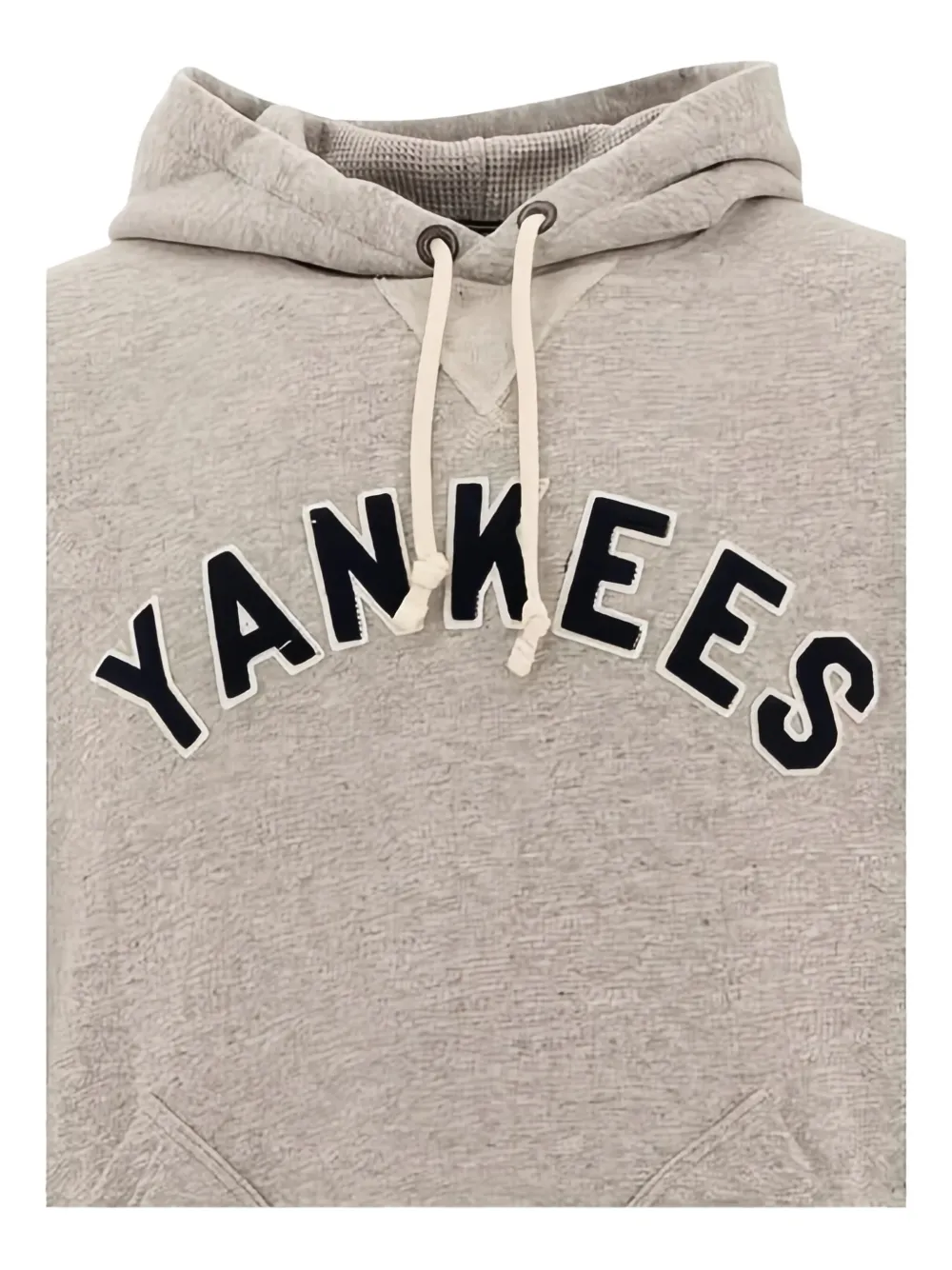 Polo Ralph Lauren "yankees" Drawstring Hood Kangaroo Pocket Hoodie In Gray