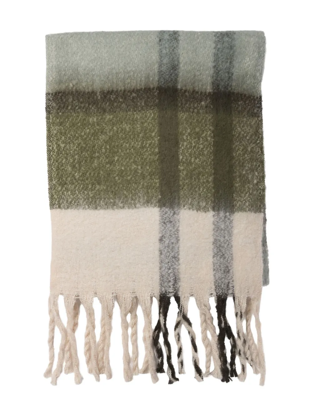 Barbour Checked Fringed Scarf In Green