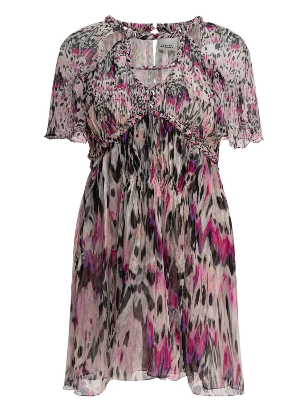 ISABEL MARANT Geflochtenes Minikleid mit Animal-Print - Rosa