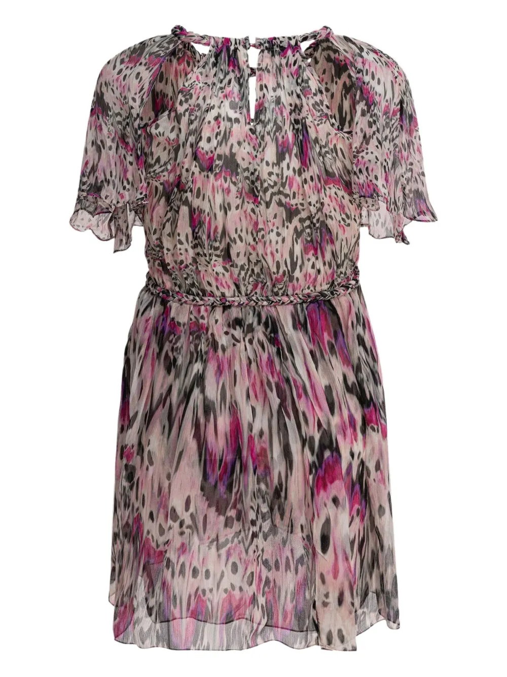 ISABEL MARANT Mini-jurk met gevlochten detail en dierenprint Roze