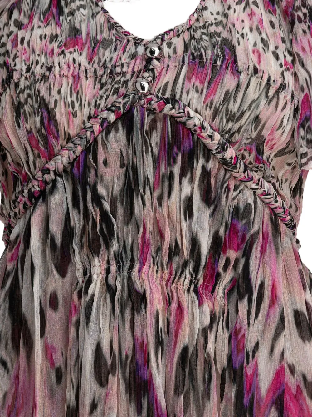 ISABEL MARANT Mini-jurk met gevlochten detail en dierenprint Roze
