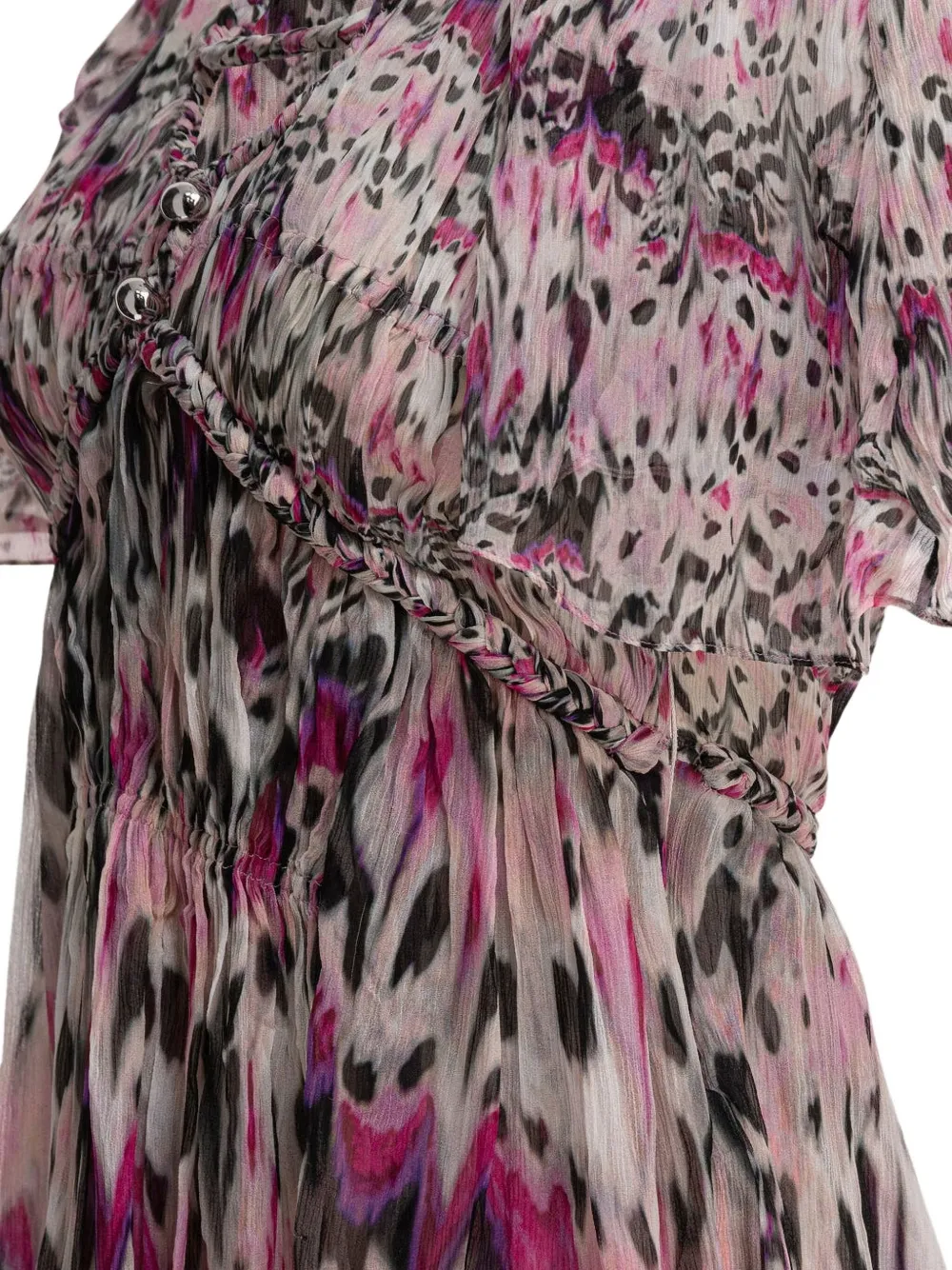 ISABEL MARANT Mini-jurk met gevlochten detail en dierenprint Roze