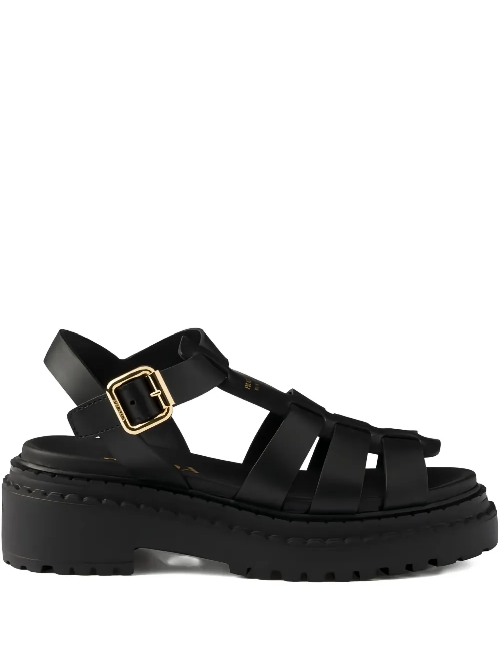 Prada 55 mm leren sandalen met plateauzool Zwart