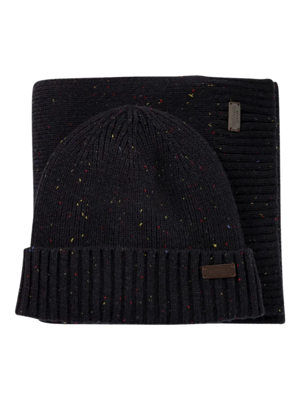 ribbed fleck beanie scarf set