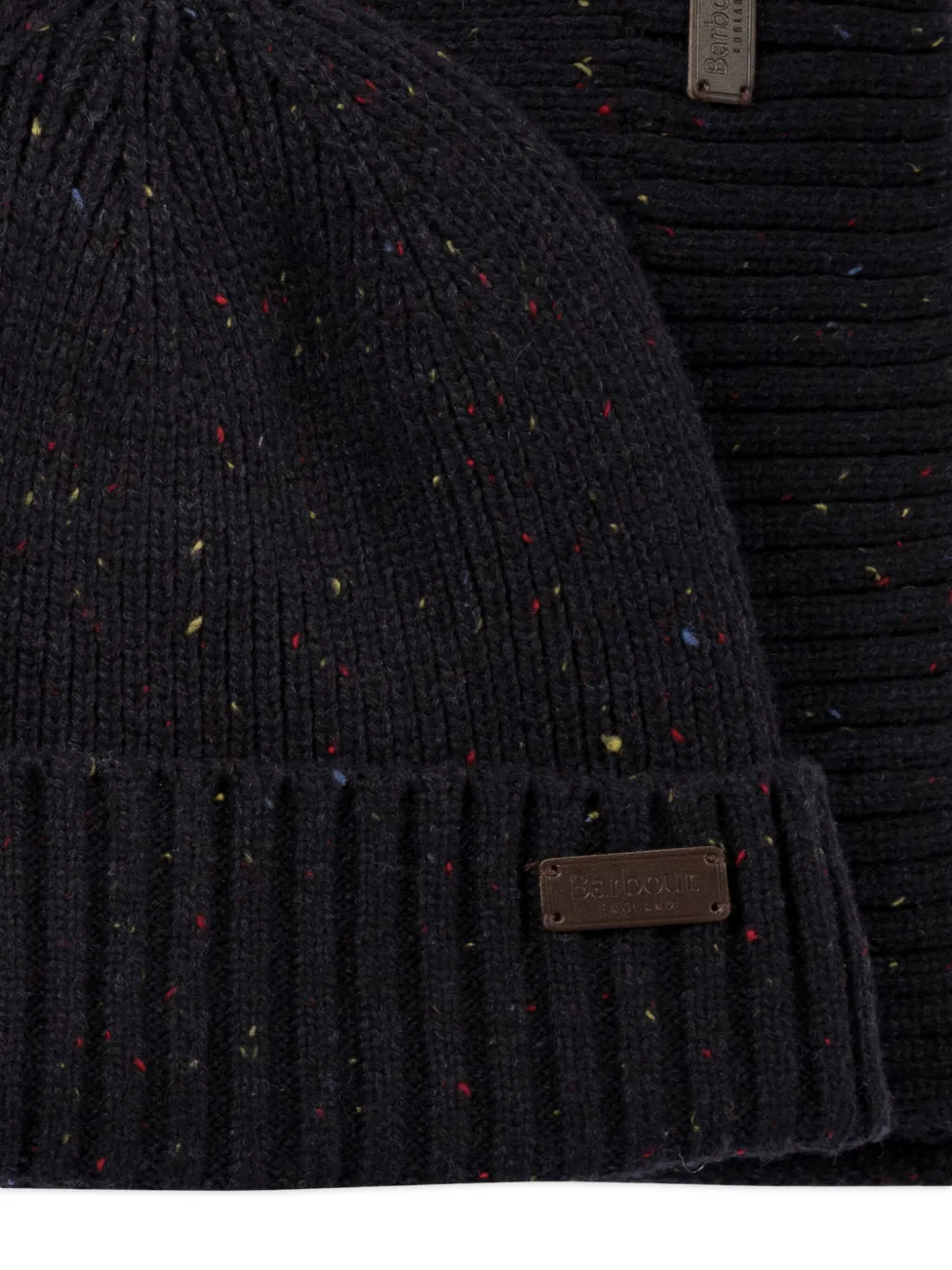 Barbour ribbed fleck beanie scarf set | Image 2