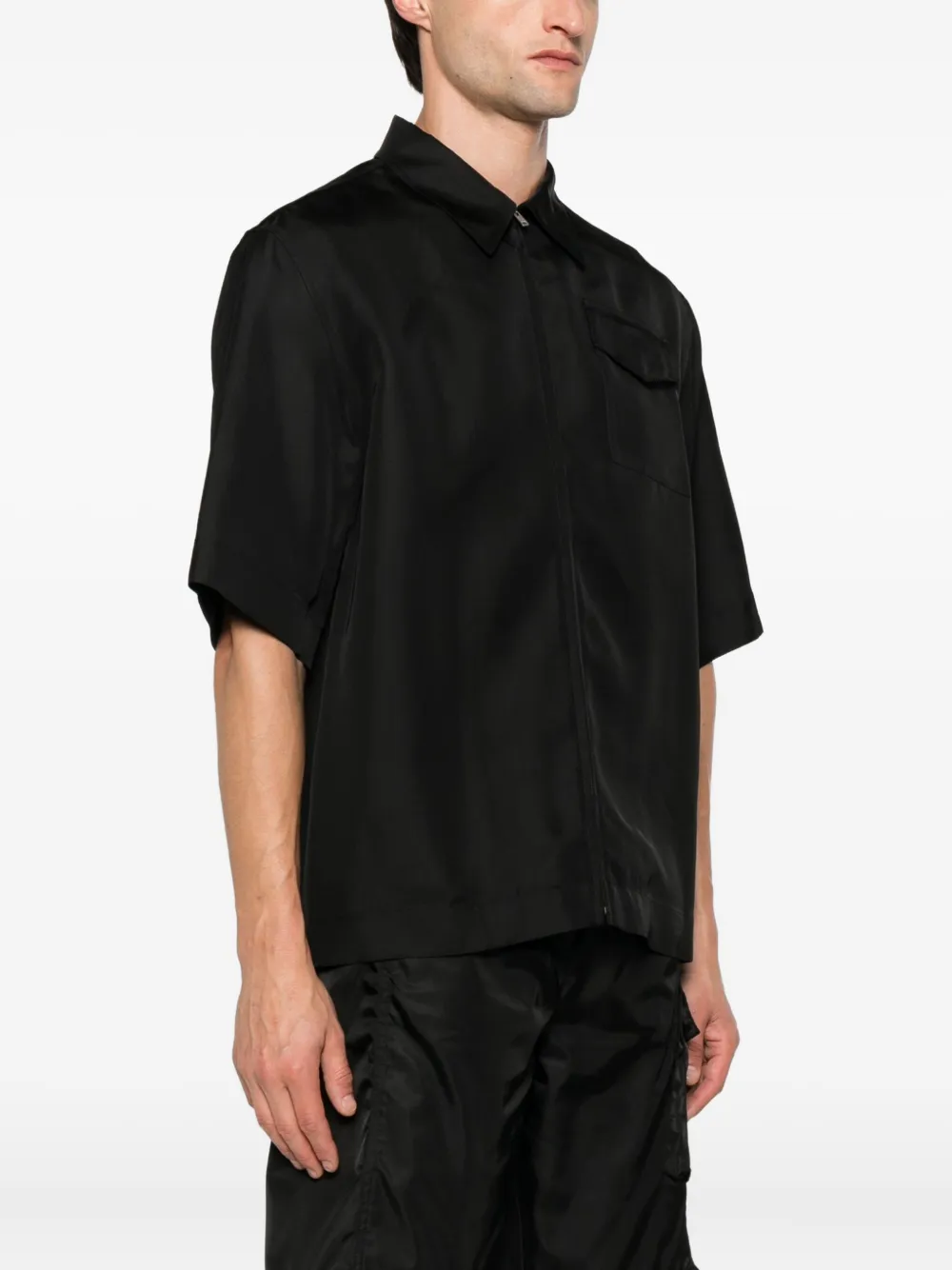 Jil Sander zip-front ruffled shirt Zwart