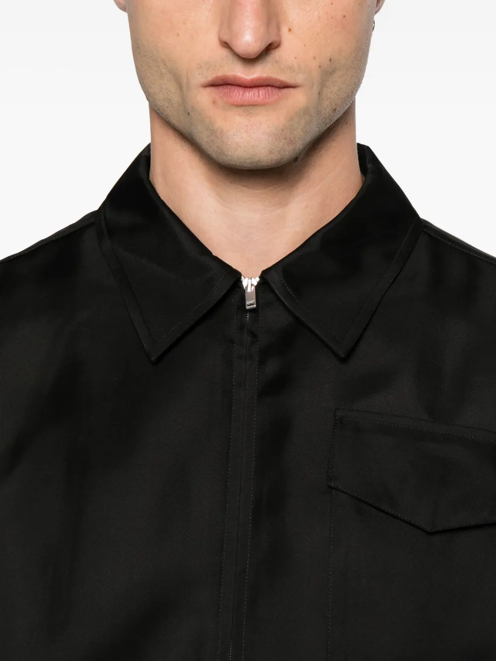 Jil Sander zip-front ruffled shirt Zwart