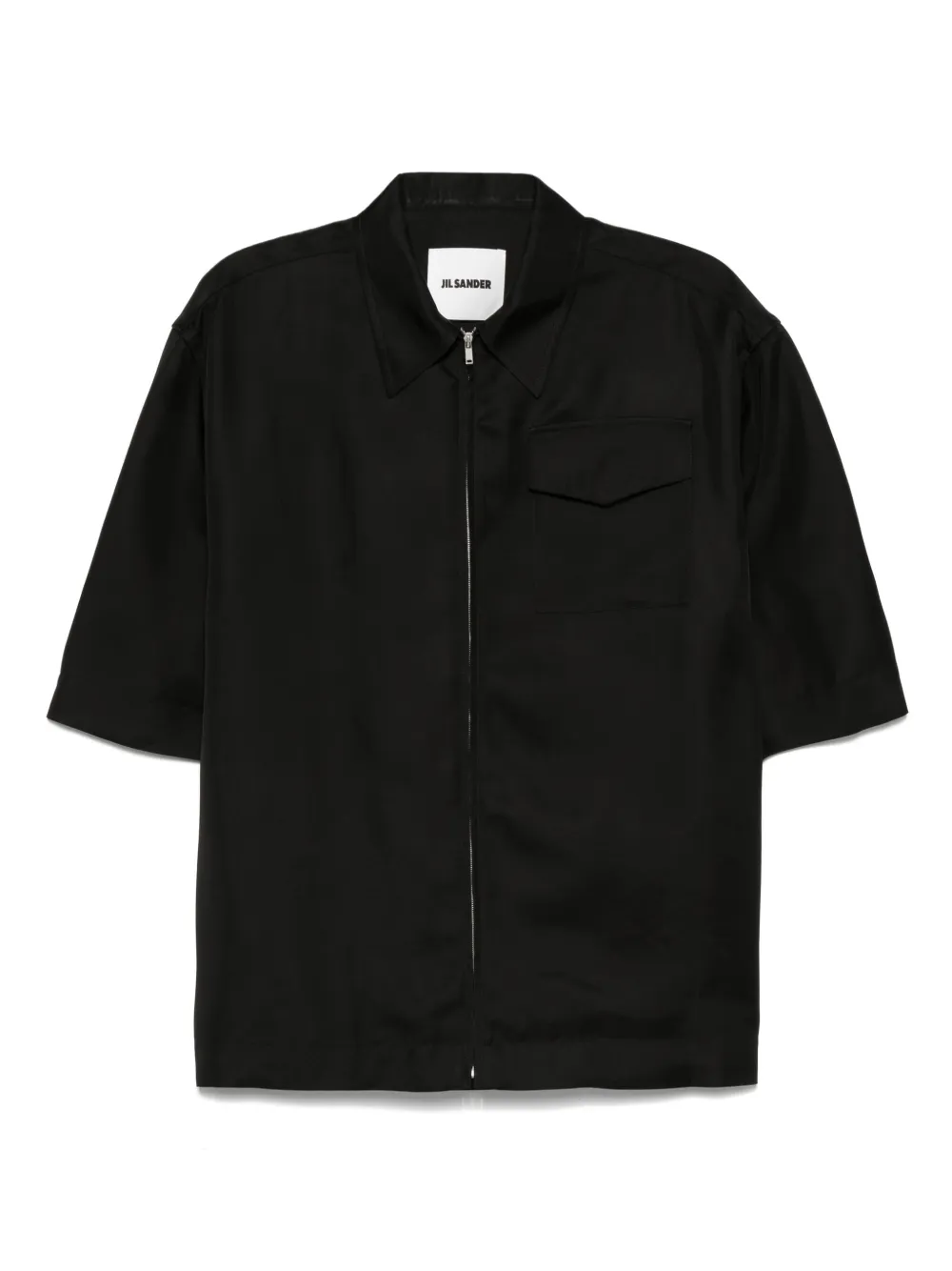 Jil Sander zip-front ruffled shirt Zwart