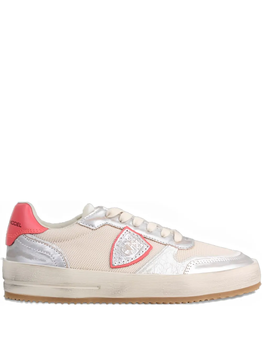 Philippe Model Paris Nice Low metallic-panelled sneakers Neutrals