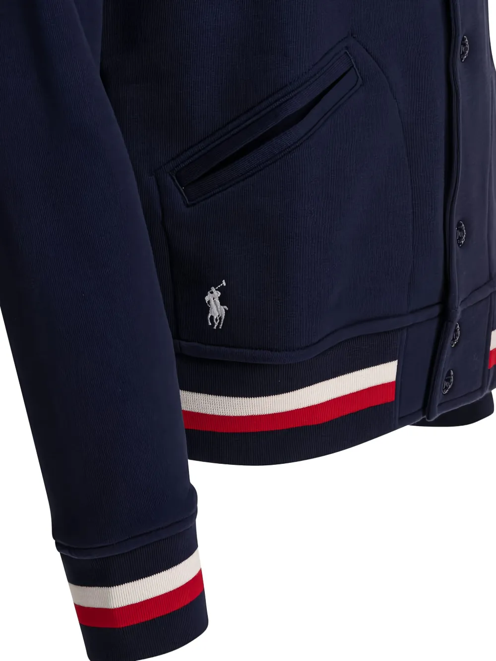 Polo Ralph Lauren logo-detail fleece baseball jacket Blauw