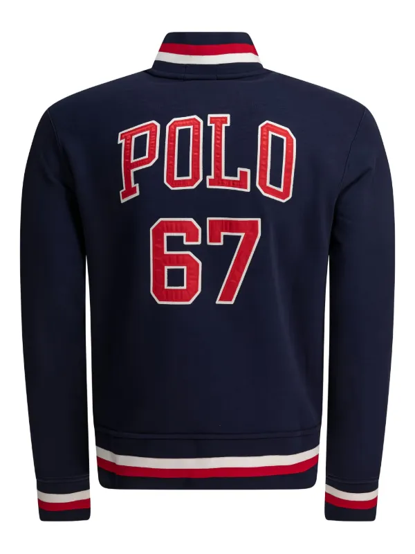 Polo Ralph Lauren logo-detail Fleece Baseball Jacket Blue
