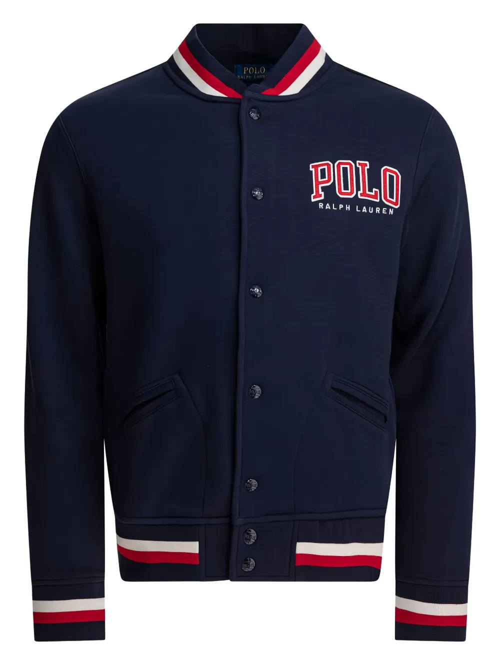 Polo Ralph Lauren logo-detail fleece baseball jacket Blauw