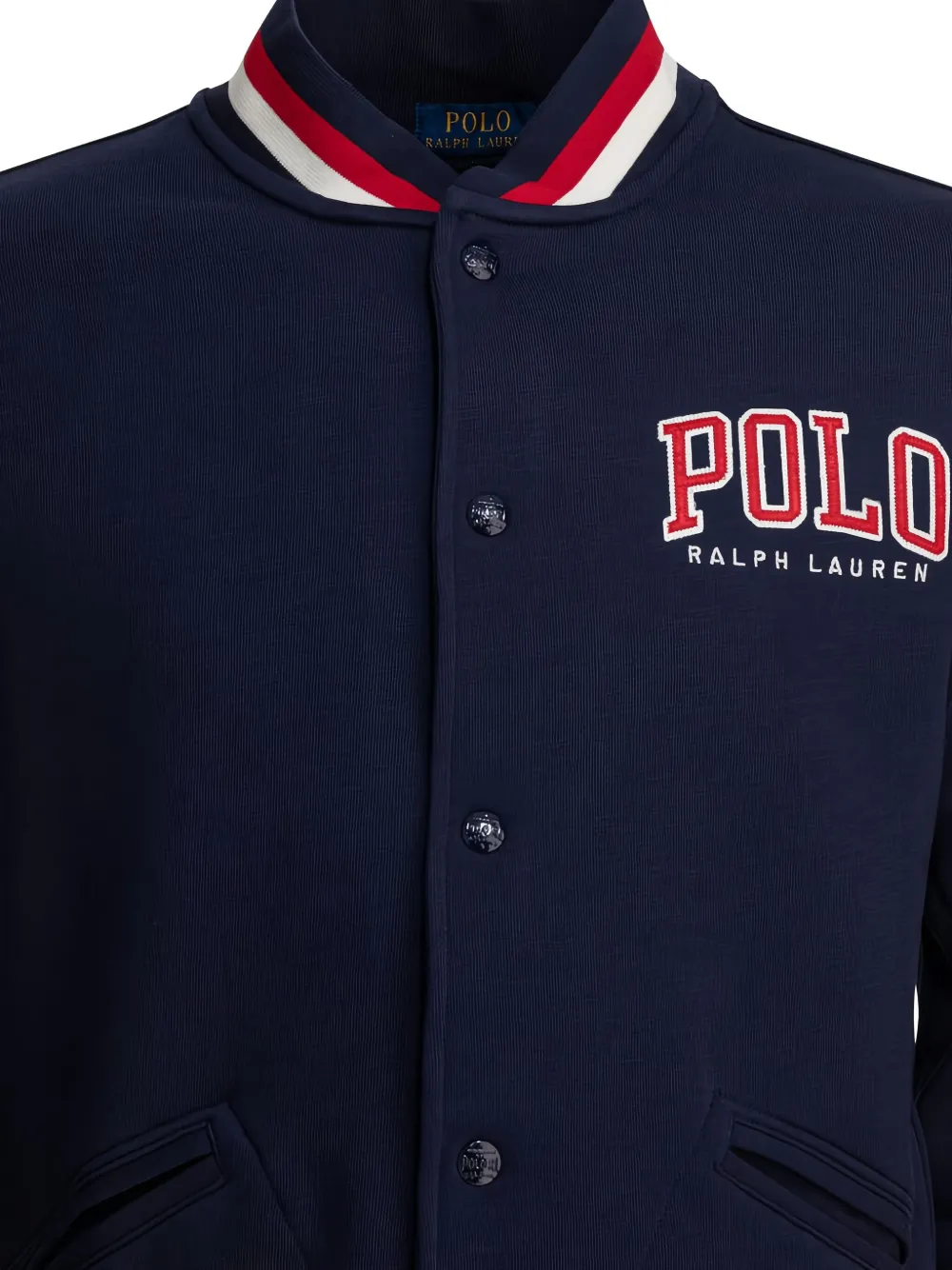 Polo Ralph Lauren logo-detail fleece baseball jacket Blauw