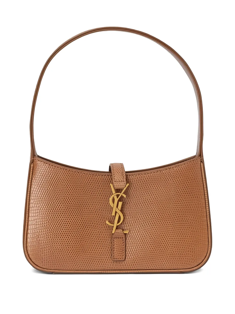 Saint Laurent logo-plaque leather shoulder bag Bruin