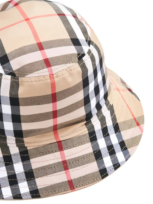 Burberry Kids embroidered-check Bucket Hat | Neutrals | FARFETCH display picture 1