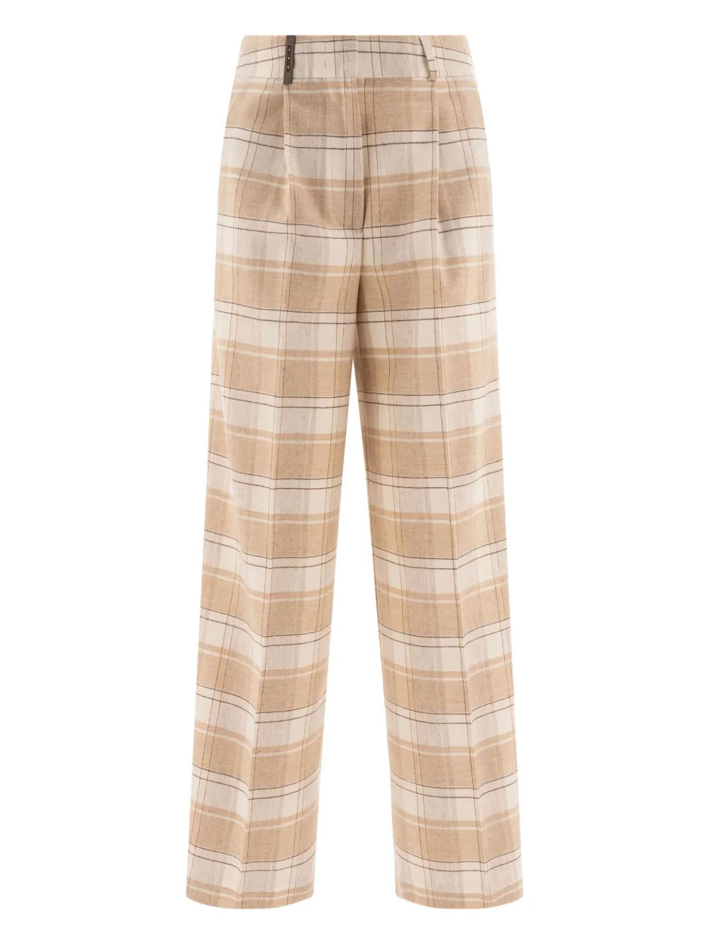 Peserico pleated-front check trousers Beige