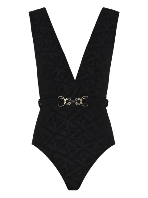 ZIMMERMANN geometric-print belted swimsuit