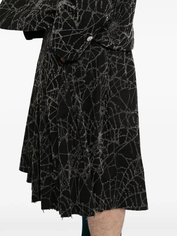 R*T様 MASU FLOCKY WEB PLEATED SHORTS MASU flocky-web Pleated Shorts | Black | FARFETCH
