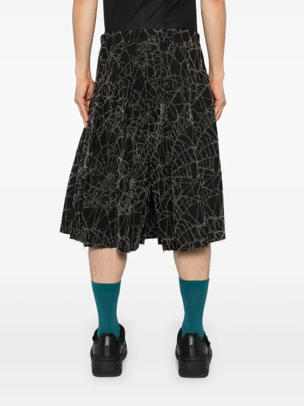 R*T様 MASU FLOCKY WEB PLEATED SHORTS MASU flocky-web Pleated Shorts | Black | FARFETCH NO