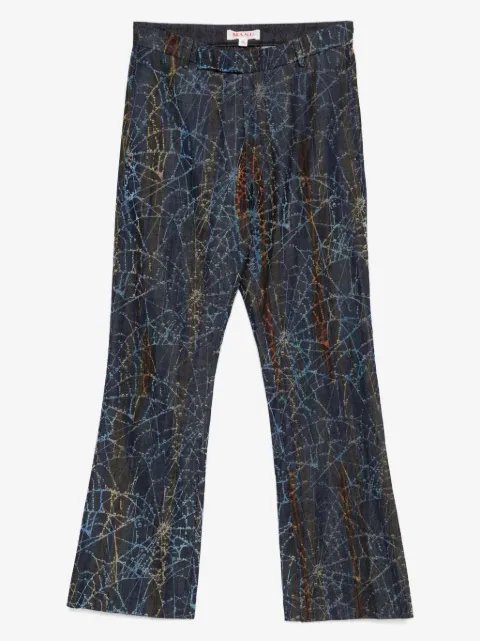 MASU Flocky Rainbow Web Flare pants 