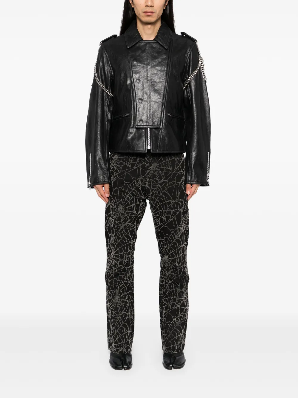MASU flocky-web flared trousers - Zwart