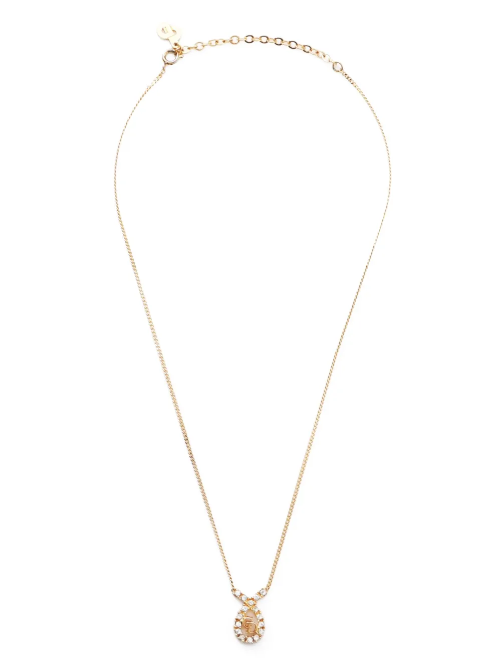 Christian Dior Pre-Owned 1980-1990s CDロゴ ラインストーン ネックレス - ゴールドトーン Christian Dior Pre-Owned 1980-1990s CDロゴ ラインストーン ネックレス - ゴールドトーン