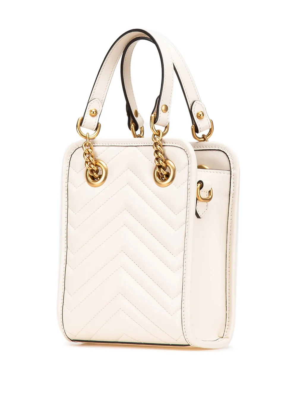 Pre-owned Gucci 2016-2024 Mini Gg Marmont Matelasse Leather Satchel In White